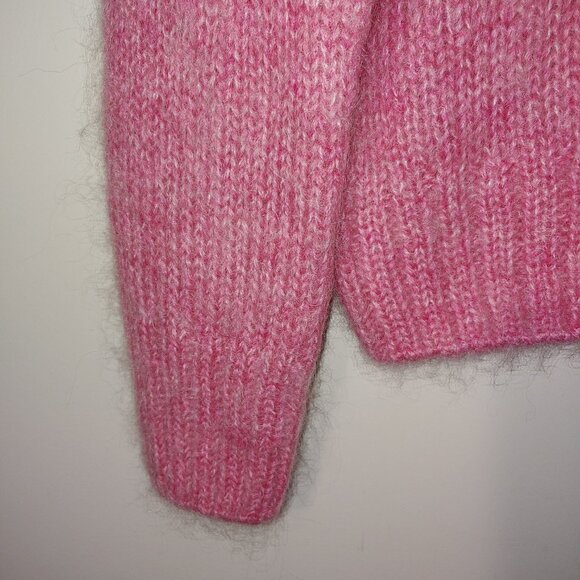 H&M Moher Wool Blend Fisherman Knit Long Sleeves Crew Neck Sweater Size S Pink - Picture 3 of 5
